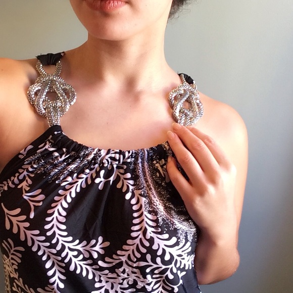 MT Collection Black White Maxi Dress Small - Picture 3 of 9